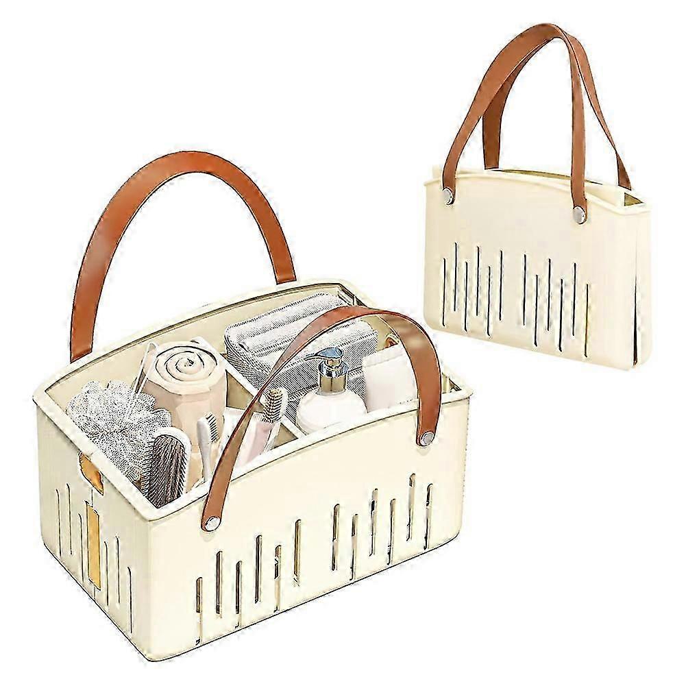 Portable Foldable Plastic Shower Caddy with Adjustable Divider for Dorm Travel Camping