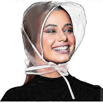 6 Pieces Rain Bonnet With Visor Clear Waterproof Rain Scarf Protect Hairstyle Plastic Rain Hats For Women Lady Rain Wear