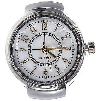 1pc Élégant Finger Watch À La Mode Mini Anneau Quartz Montre Bijoux pour Femmes Hommes (Argent)