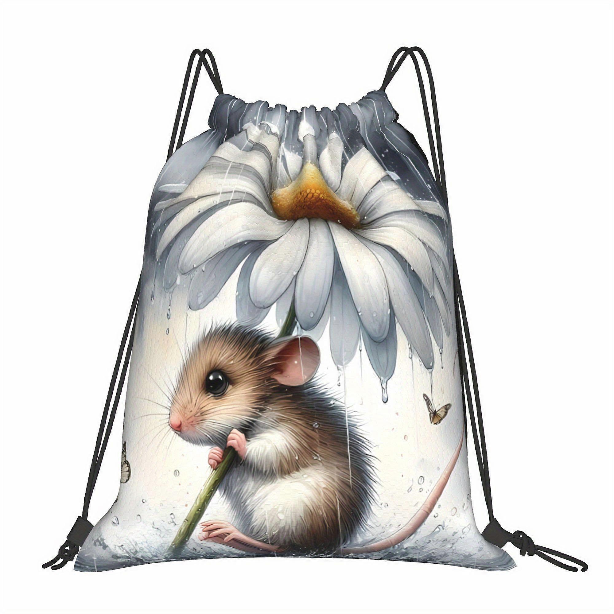 Small Mouse Storage Pouch with Drawstring-Eazqw