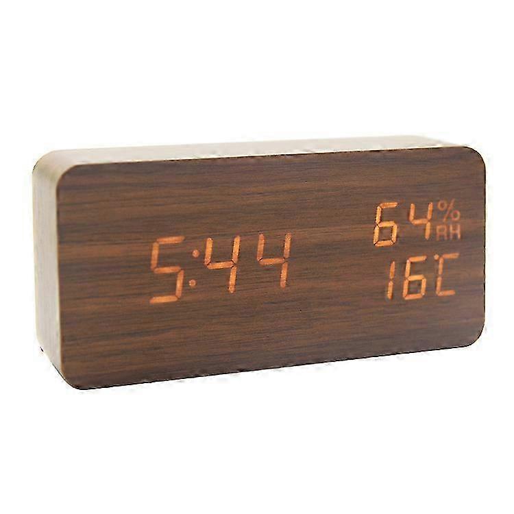 Rectangular Wood Hygro-Thermo LED Clock