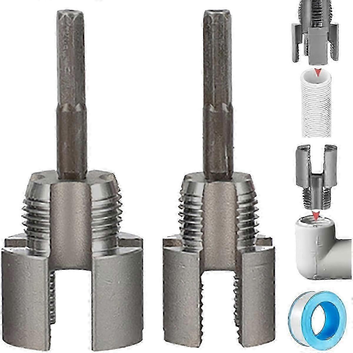 Pipe Threading Tool 1/2In, Integrated Internal External Pipe Threader Kit, Hand Thread Cutter, Portable Pipe Repair Tool