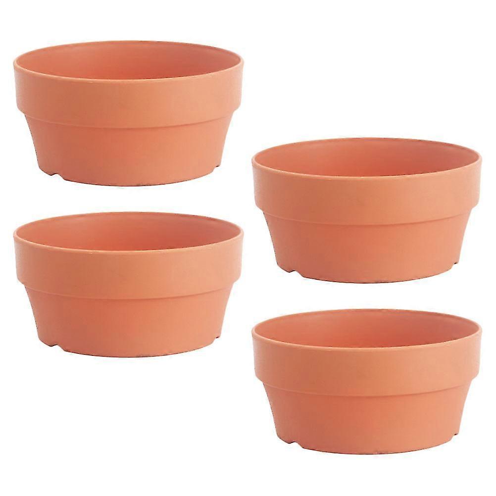 Khaki Round Plastic Planter Set
