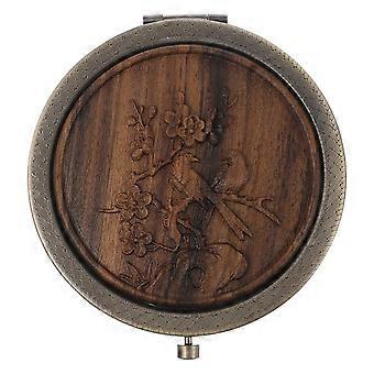 Green Sandalwood Cosmetic Makeup Mirror Folding Mirror for Women Use