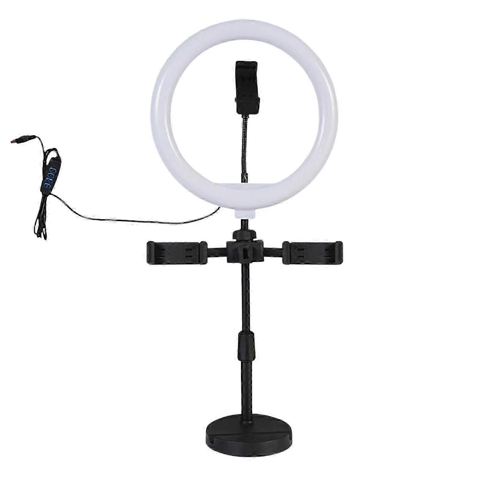 Triple-Mount Live Streaming Bracket With Adjustable Ring Light
