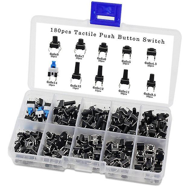Tactile Push Button Switch Micro-momentary Tact Ortment Kit (6x6 Push Button Switch 180pcs)