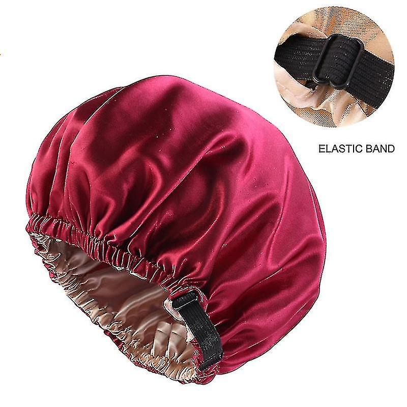 Women's Satin Nightcap Invisible Flat Adjustable Button Nightcap