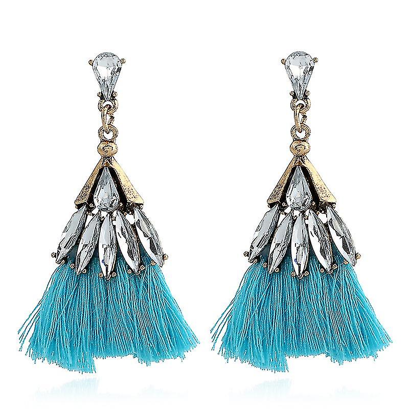 1 Pair Bohemian Earrings Tassel With Crystals - Different Colors
