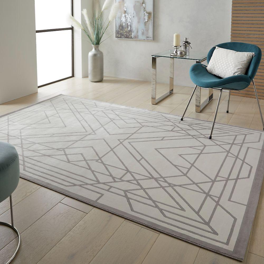 Lugano LUG07 Ivory Grey   Rectangle Rugs Modern Rugs