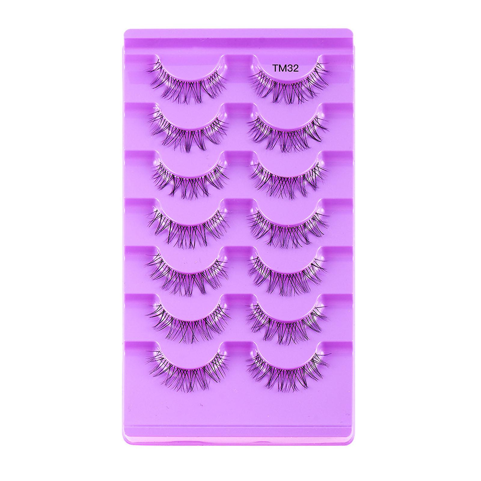7 Pairs False Eyelashes Pack Soft Sharpened Tips Long Wispy Lashes