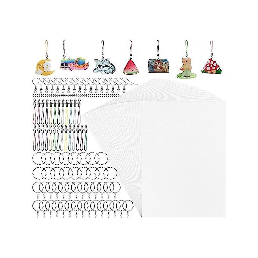 290 Shrinky Dink Sheets - Heat Shrink Dink Kit 30 A4 Shrinky Art Sheets,40 Earring Hooks,120 Craft