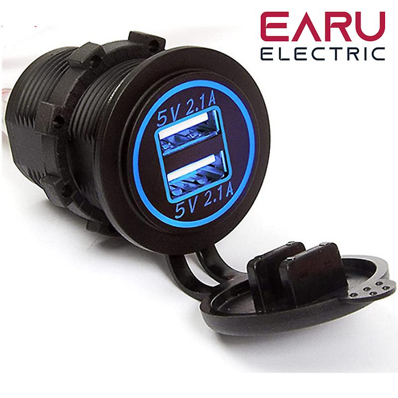 Qc 30 Usb Car Motorcycle Cigarette Lighter Dual Usb Charger 12v-24v Car Moto Cigarette Lighter Sockets Power Plug Outlet Led