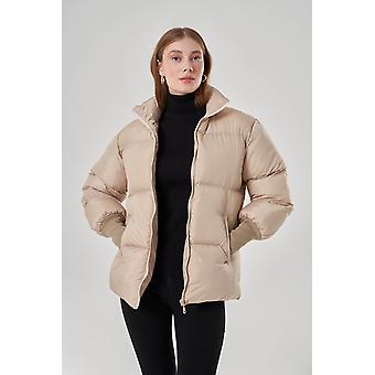 Inflatable Beige Coat With Ribbed Arms