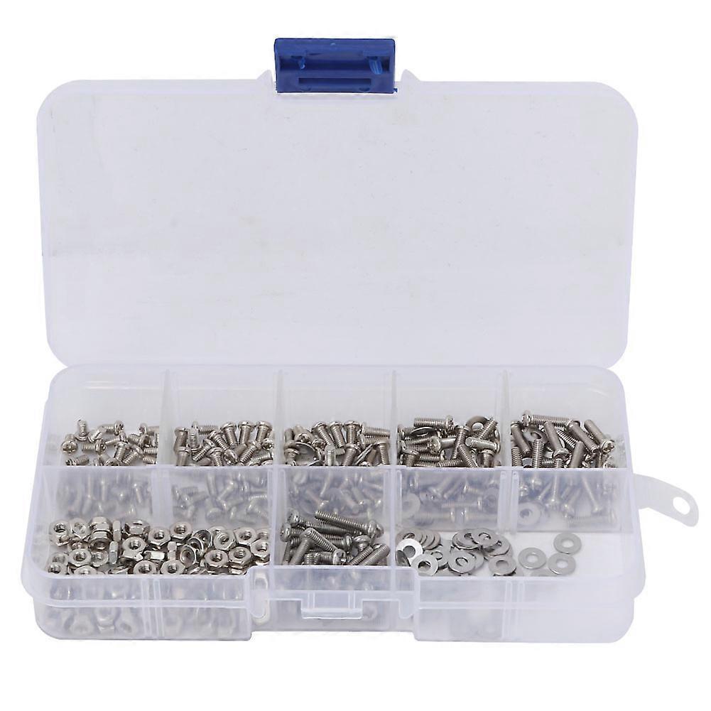 Hex Socket Screw - 360pcs M2.5 Cross Stainless Steel Screw Bolt Nut Washer Assortment Set
