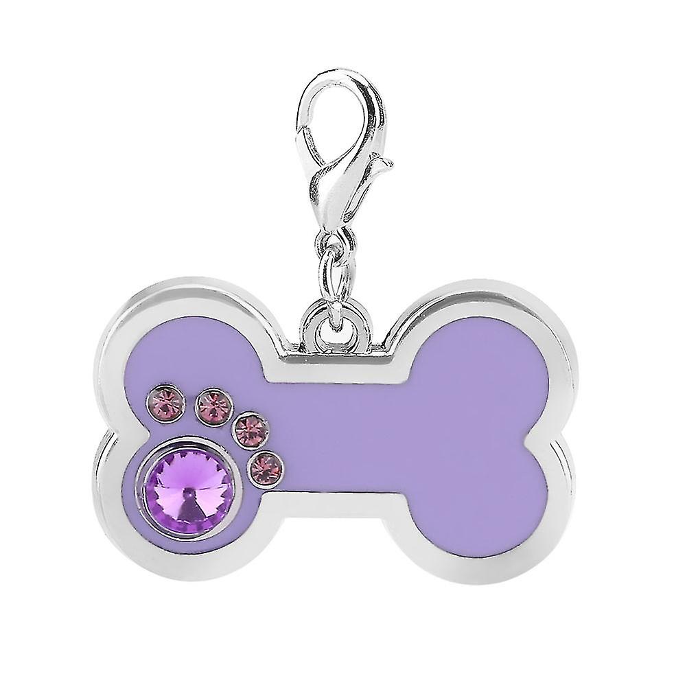 Alloy Pet ID Tag, Dog Cat ID Pendant, Bone Shape (Purple)