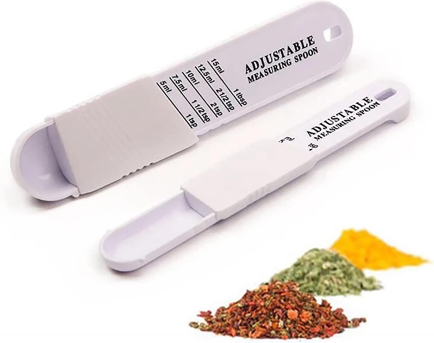 2 Pack Adjustable Measuring Spoons, Measuring Spoon Set, Plastic Adjustable Measuring Spoons Cooking Tools Measuring Cup With Adjustable Scale