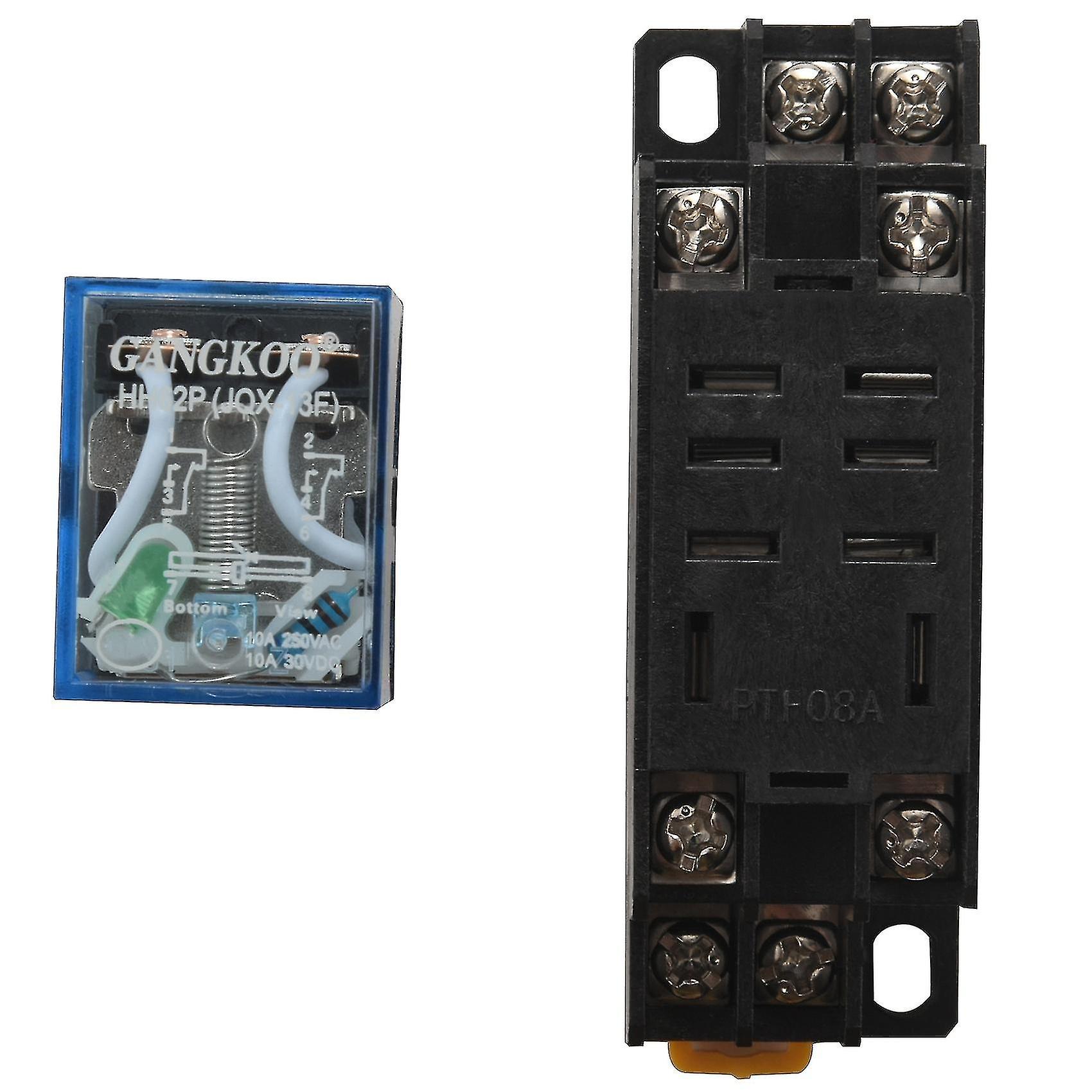 12v Dc Coil Power Relay Dpdt Ly2nj Hh62p-l Jqx-13f 10a With Ptf08a Socket Base