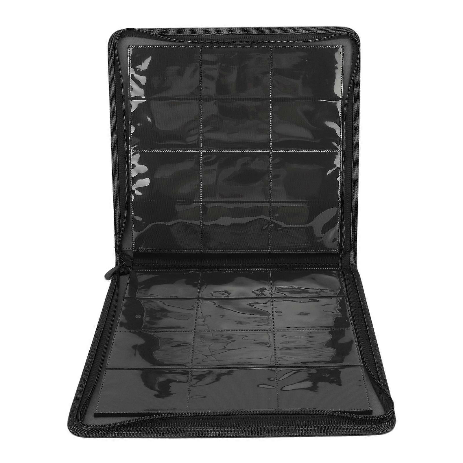 12 Pocket Card Binder Holder PU Leather 480 Side Loading Pocket Binder with Zipper Blue