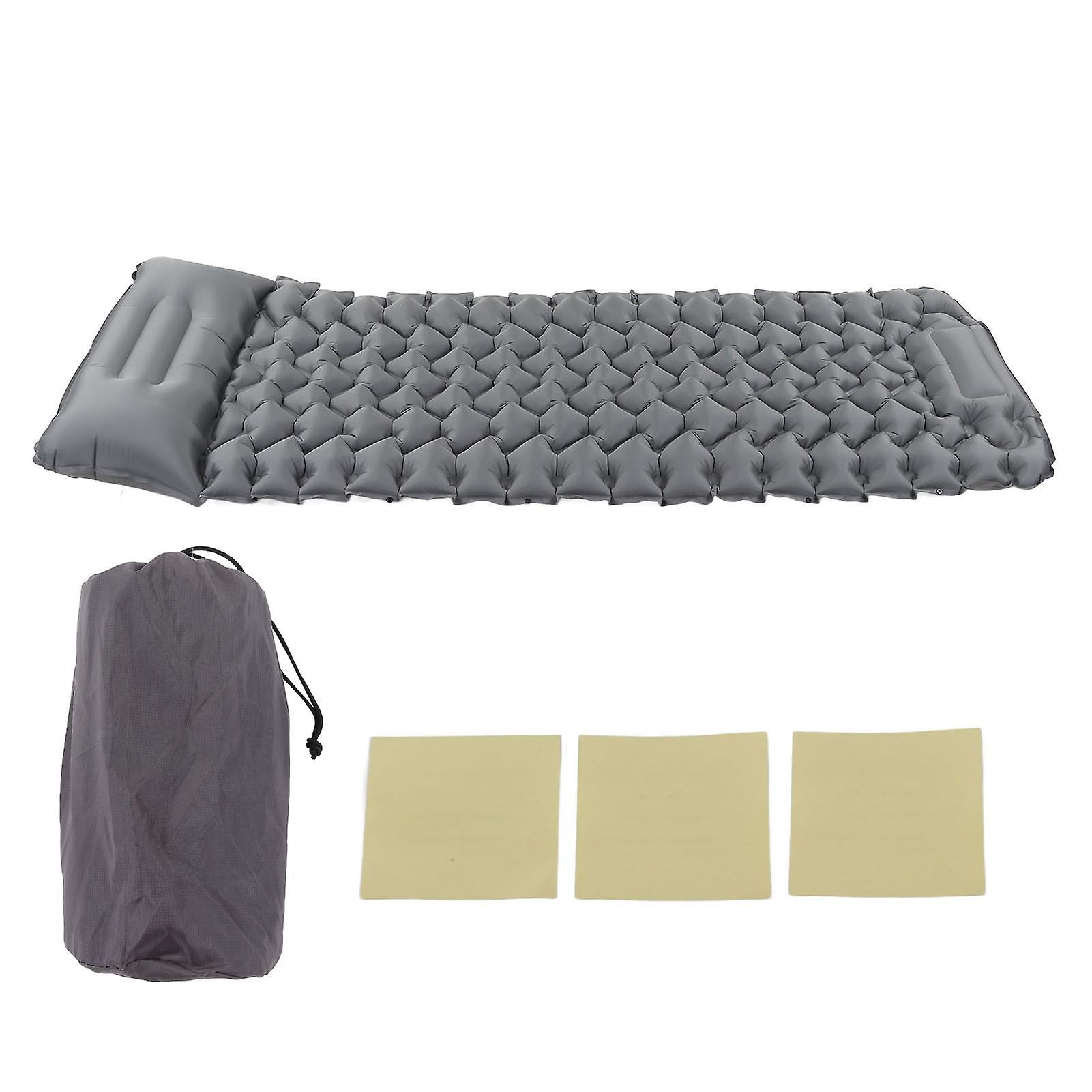 Grey Camping Sleeping Pad: Ergonomic Foot Press Inflation for Outdoor Use