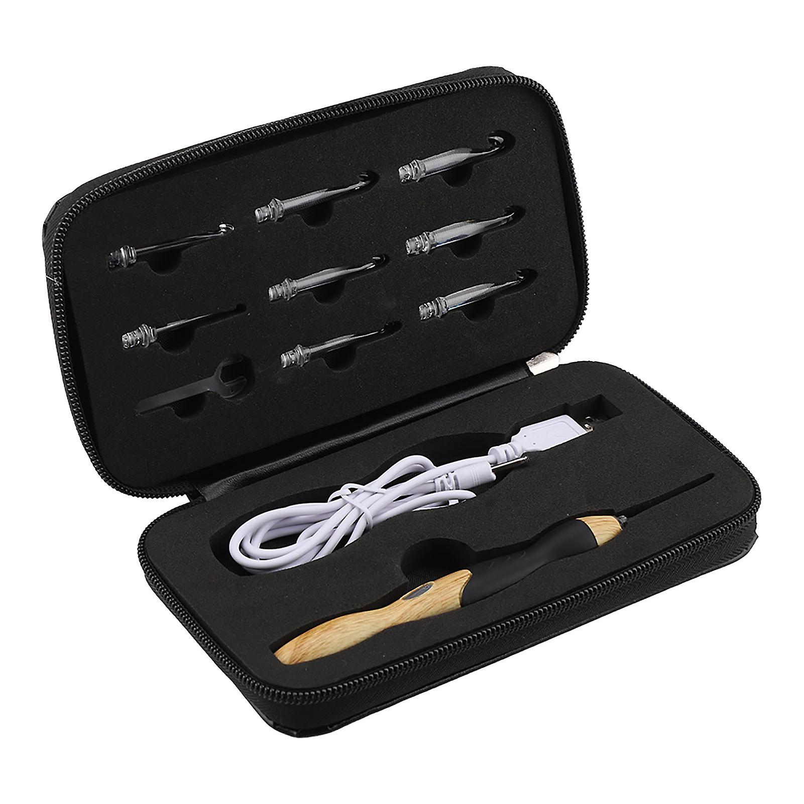 Crochets lumineux rechargeables USB 9 en 1, outils de couture à la main (poignée en silicone)