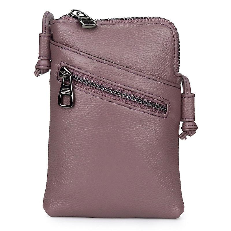 Ladies Women Leather Handbag Mobile Messenger Bag Vertical First Layer Cowhide Leather Single-shoulder Bag