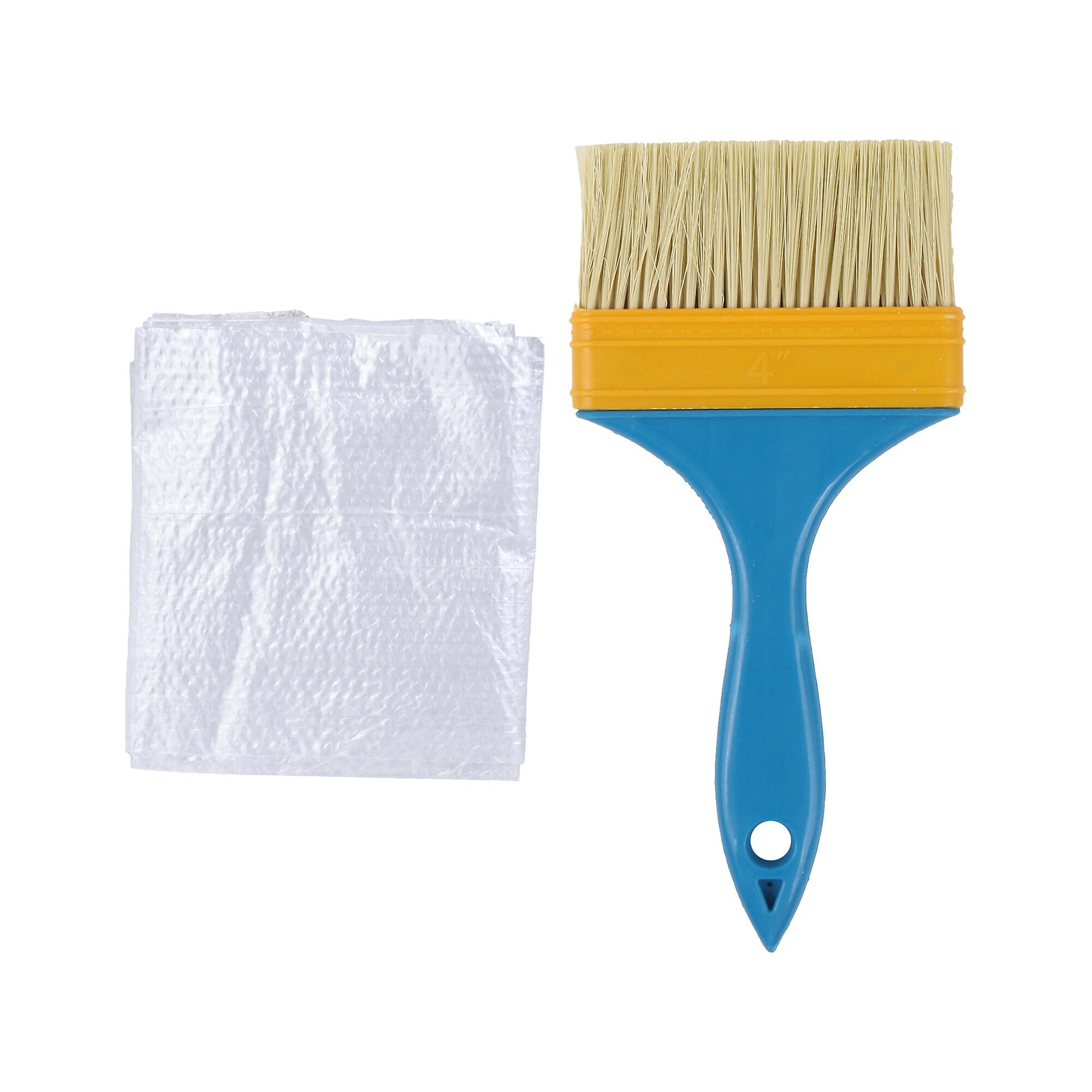 2 Pcs Flat Paint Brush 4inch with Plastic Apron 35inch for Housework Kit