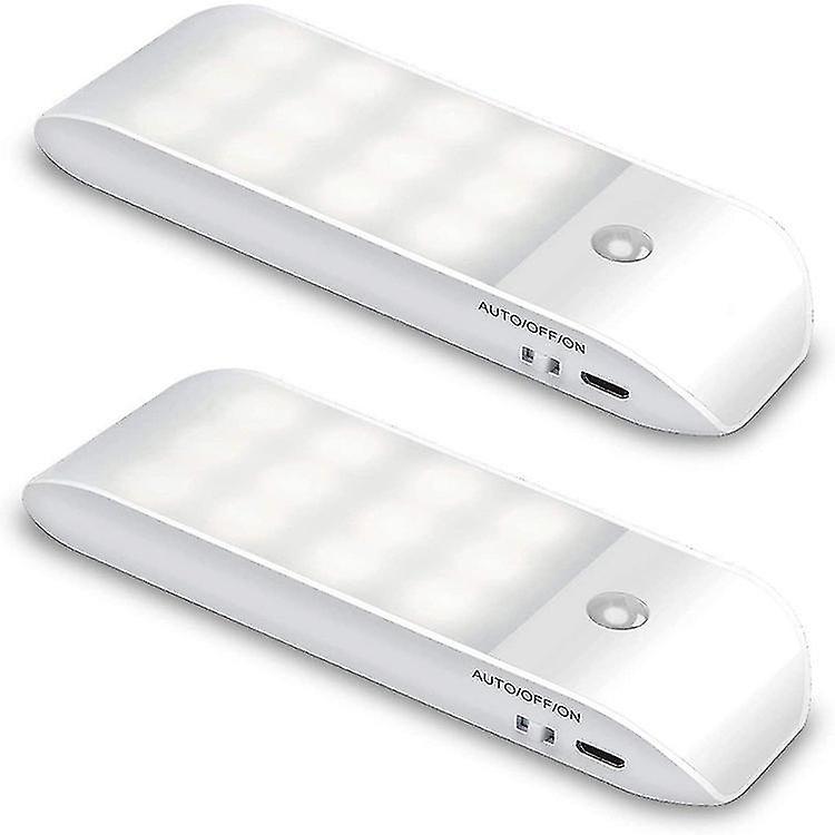 12led smart usb rechargeable wardrobe cabinet sensor light, 2 pcs