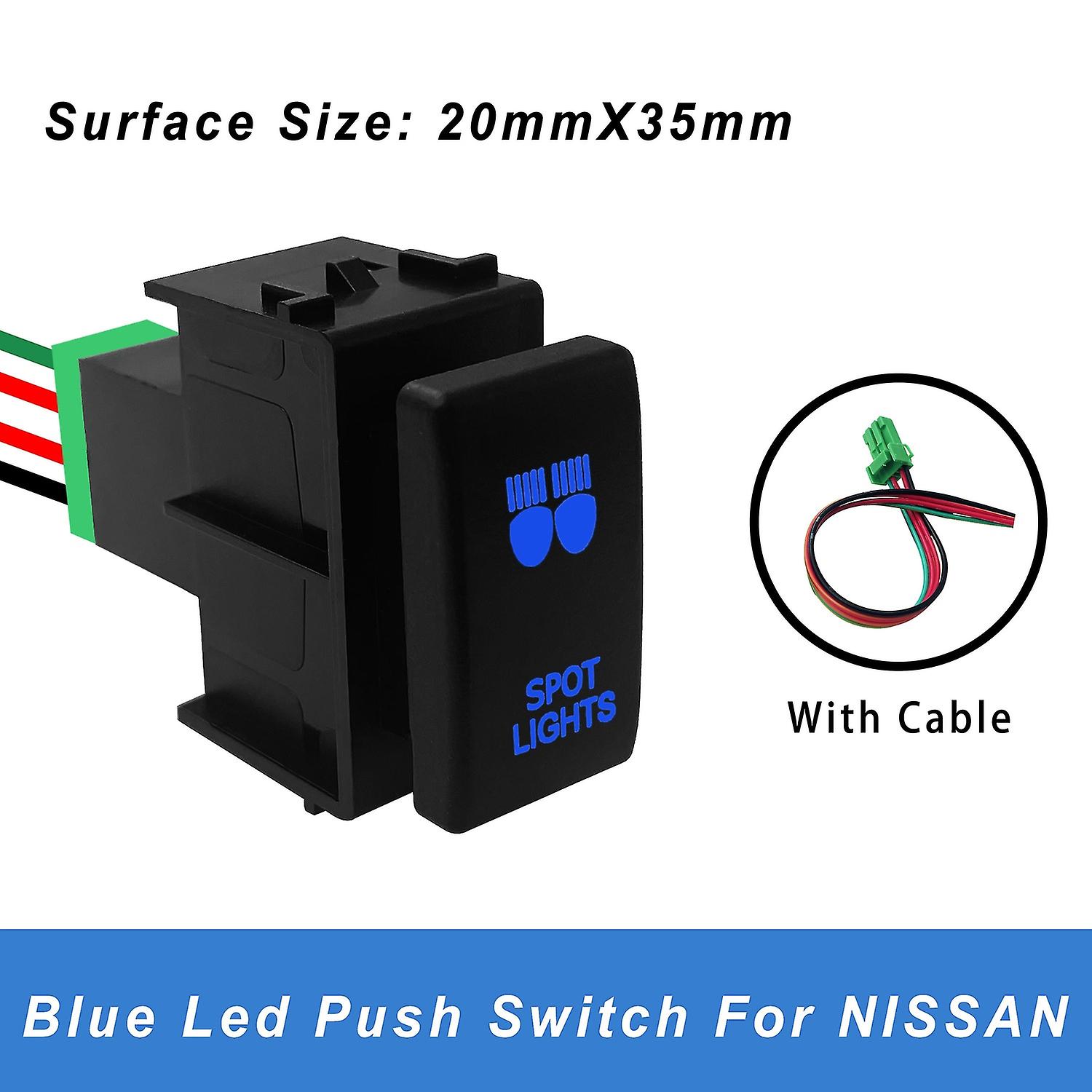 Blue Led 12v Push Button Switch With Wiring Connector Replacement Switch For Nissan Pathfinder Navar