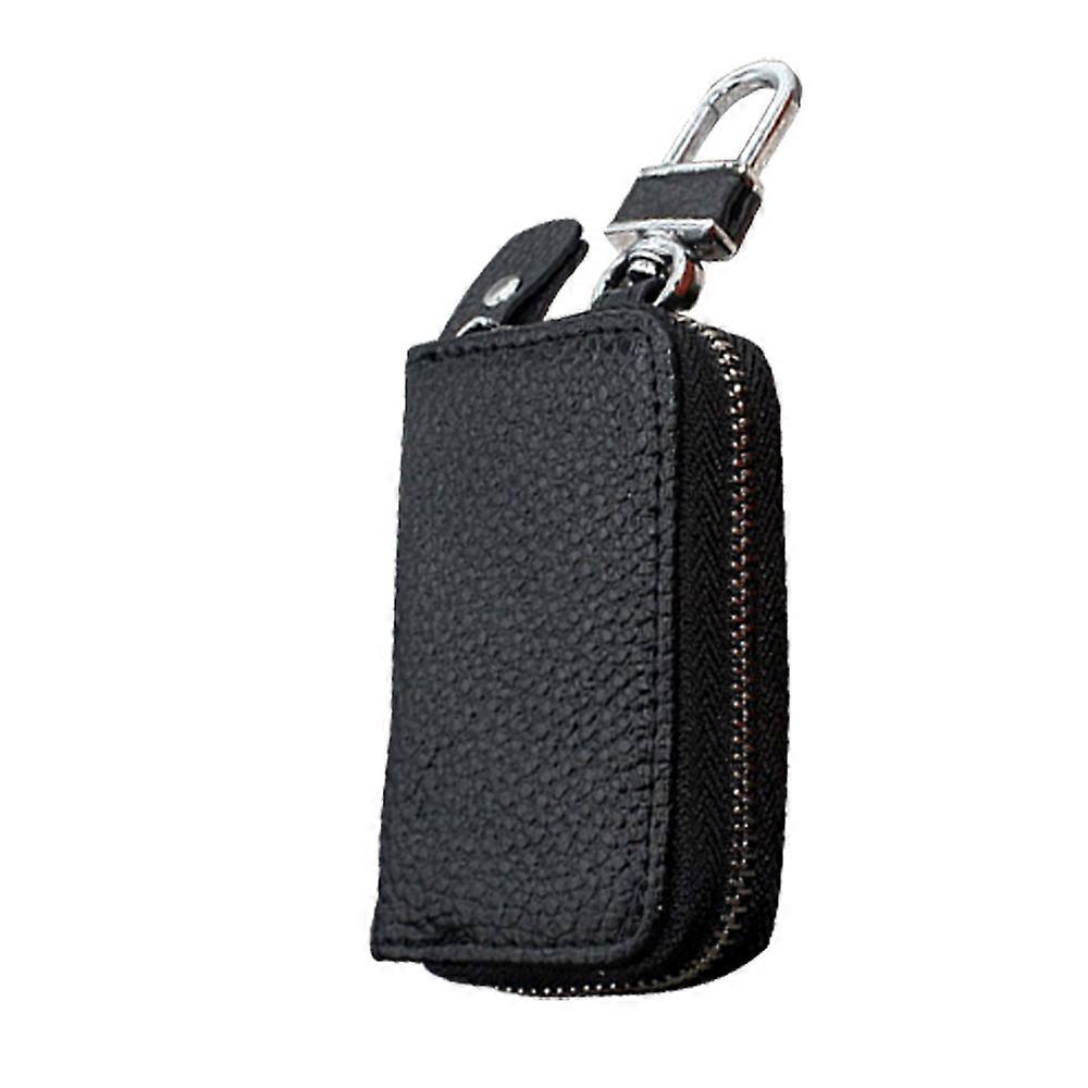 Car key chain, leather car key chain coin box metal hook and key ring wallet zipper bag, for car keyless entry