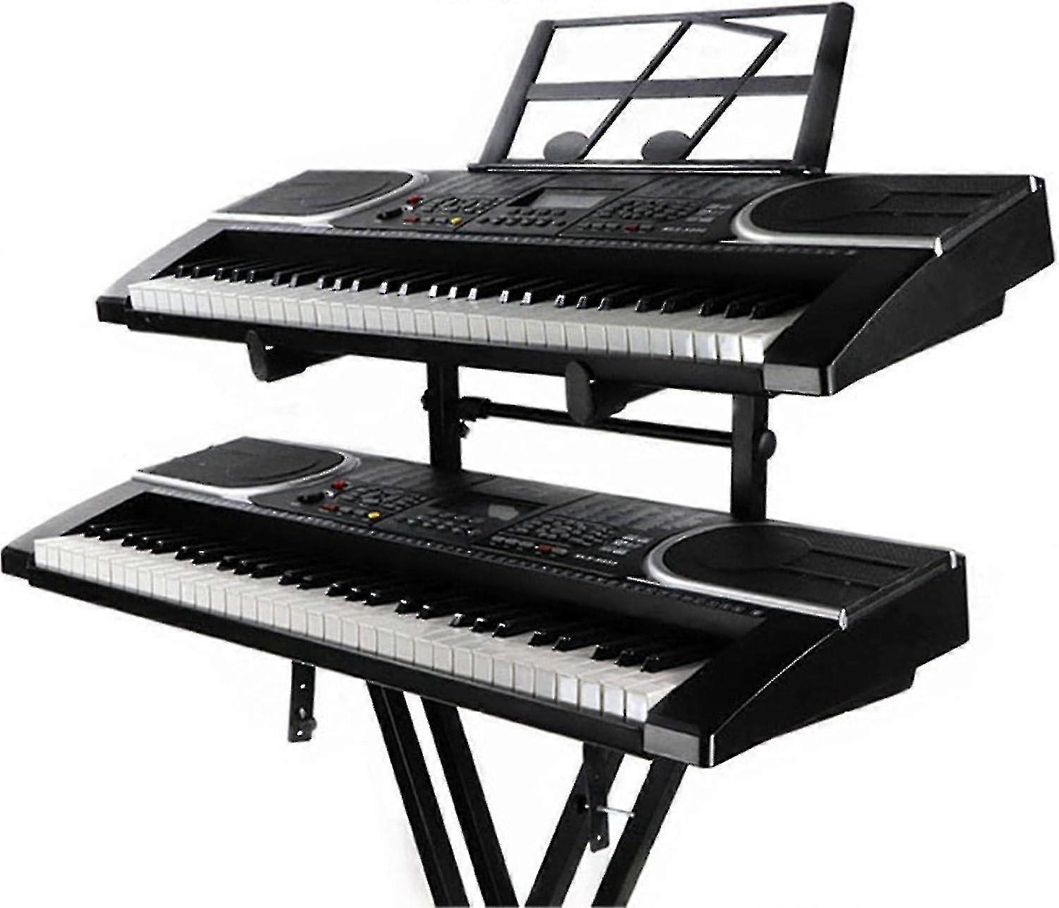 Universeller Doppel-Keyboardständer - Zweites Tier Elektronisches Orgelhalter-Rack | Tragbares Klavier-Musikinstrument mit verstellbarem Height_Dec