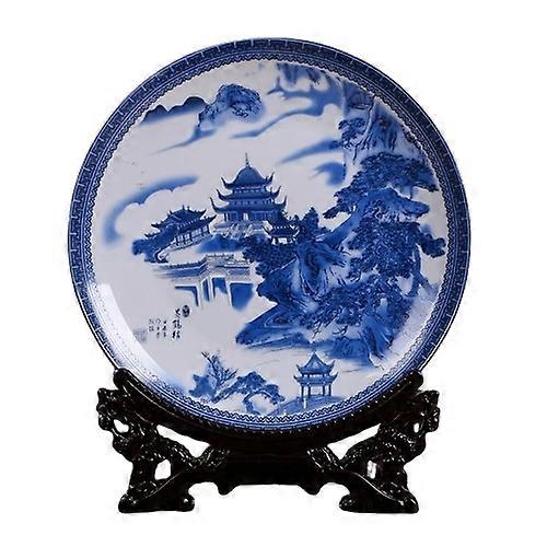 Decorative Trays-Yellow Crane-Blue & White Tower Plate