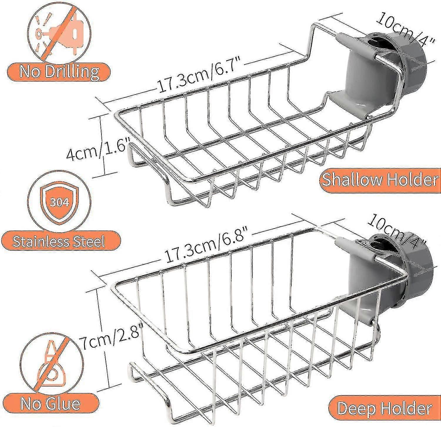 Yougai 3-Pack Adhesive Shower Caddy Set - SUS304 Stainless Steel No-Drill Shelves With Hooks & Soap Dish
