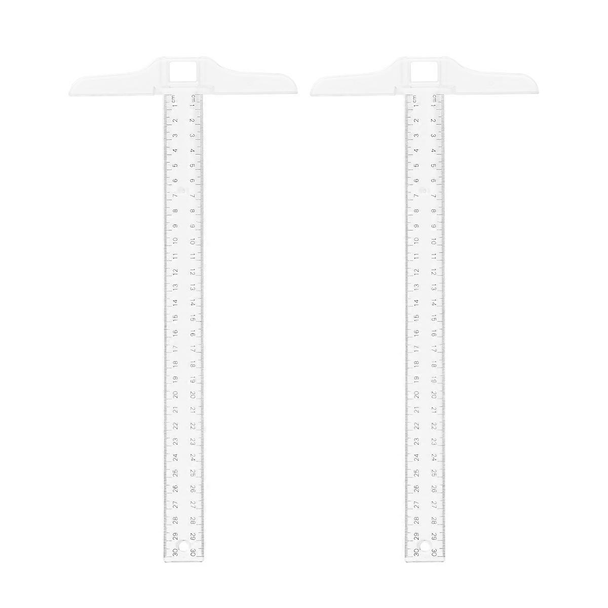 2PCS 30cm πλαστικό εργαλείο μέτρησης κλίμακας εκατοστών σχήματος Τ χάρακα Τ-τετράγωνο διπλό πλευρικό για τη σύνταξη και τη γενική εργασία διάταξης