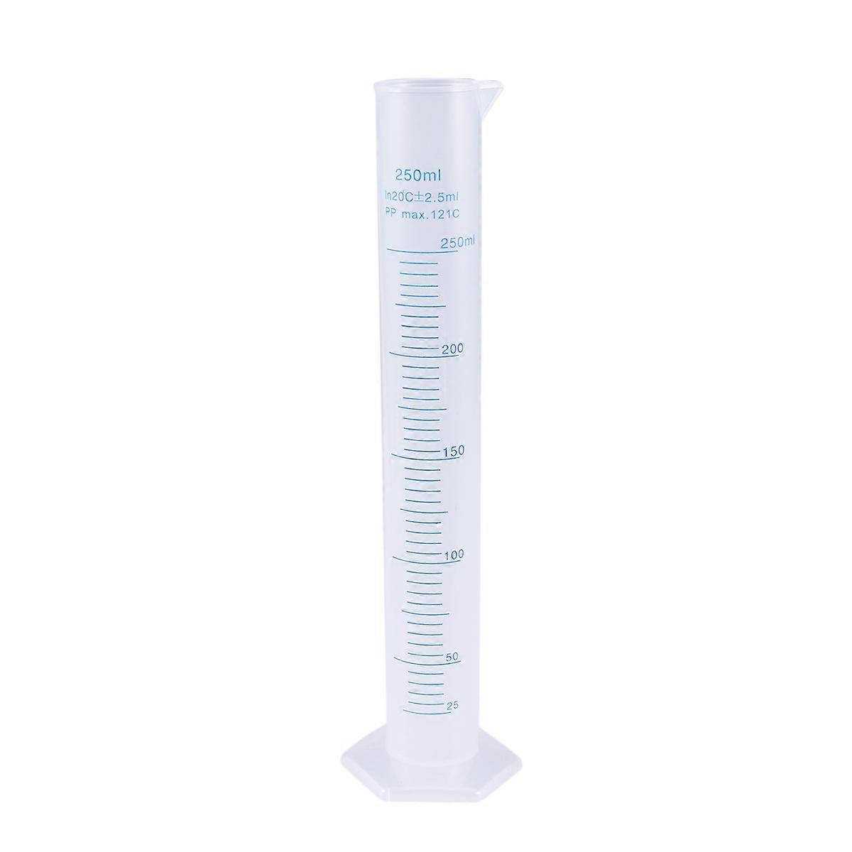 250ml Transparent Measuring Cylinder Plastic Graduated Cylinder Hexagonal Base (As Shown)