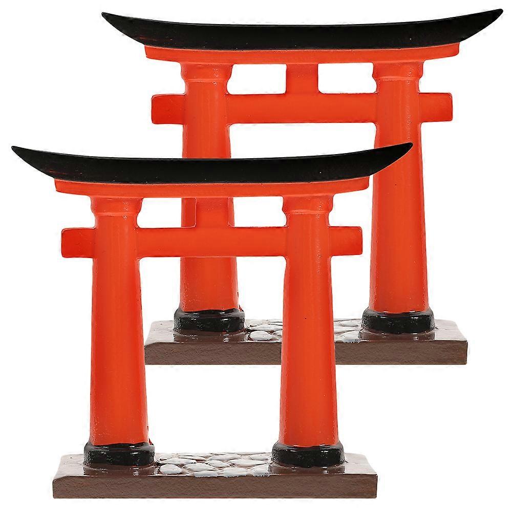 2 stk Japansk Torii Gate Modell Simulering Torii Statue Dekorasjon Micorlandscape Miniatyr Torii