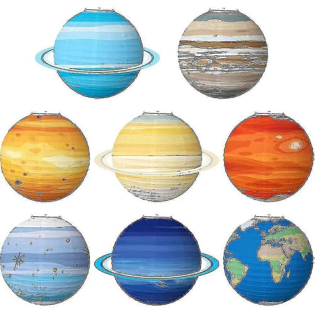 8pcs Planet Decorations Space Paper Lantern Planets Lanterns Outer Space Party Decor
