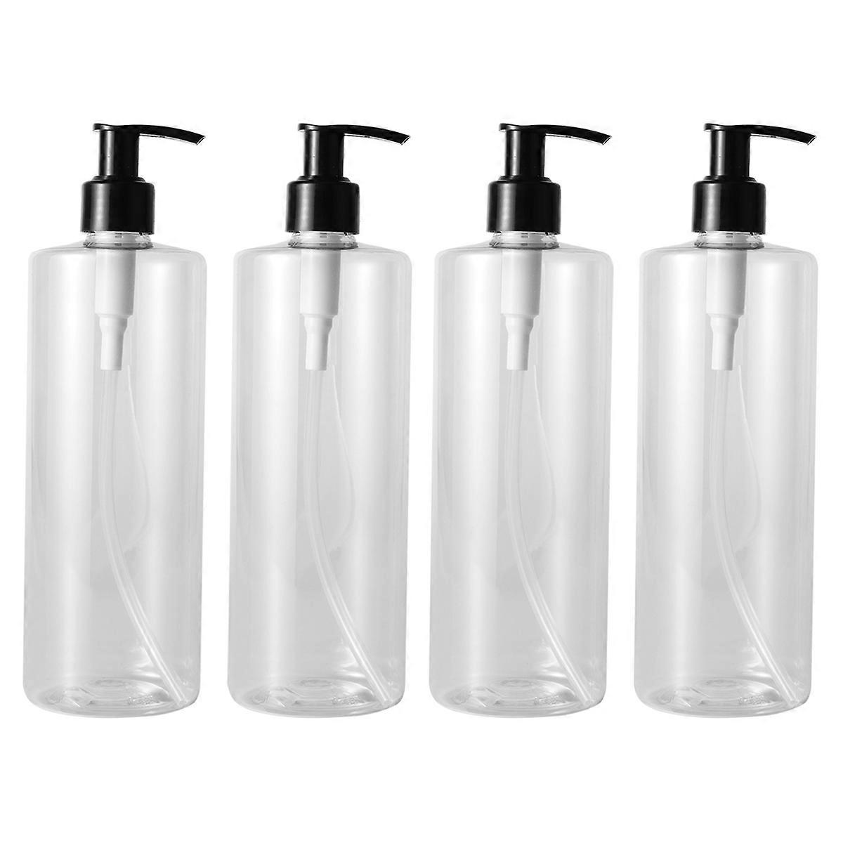 4pcs 500ml Empty Lotion Bottles Containers Plastic Toiletry Bottles Refillable Emulsion Liquid Soap Container Liquid Bottle for Home Travel Random Pum