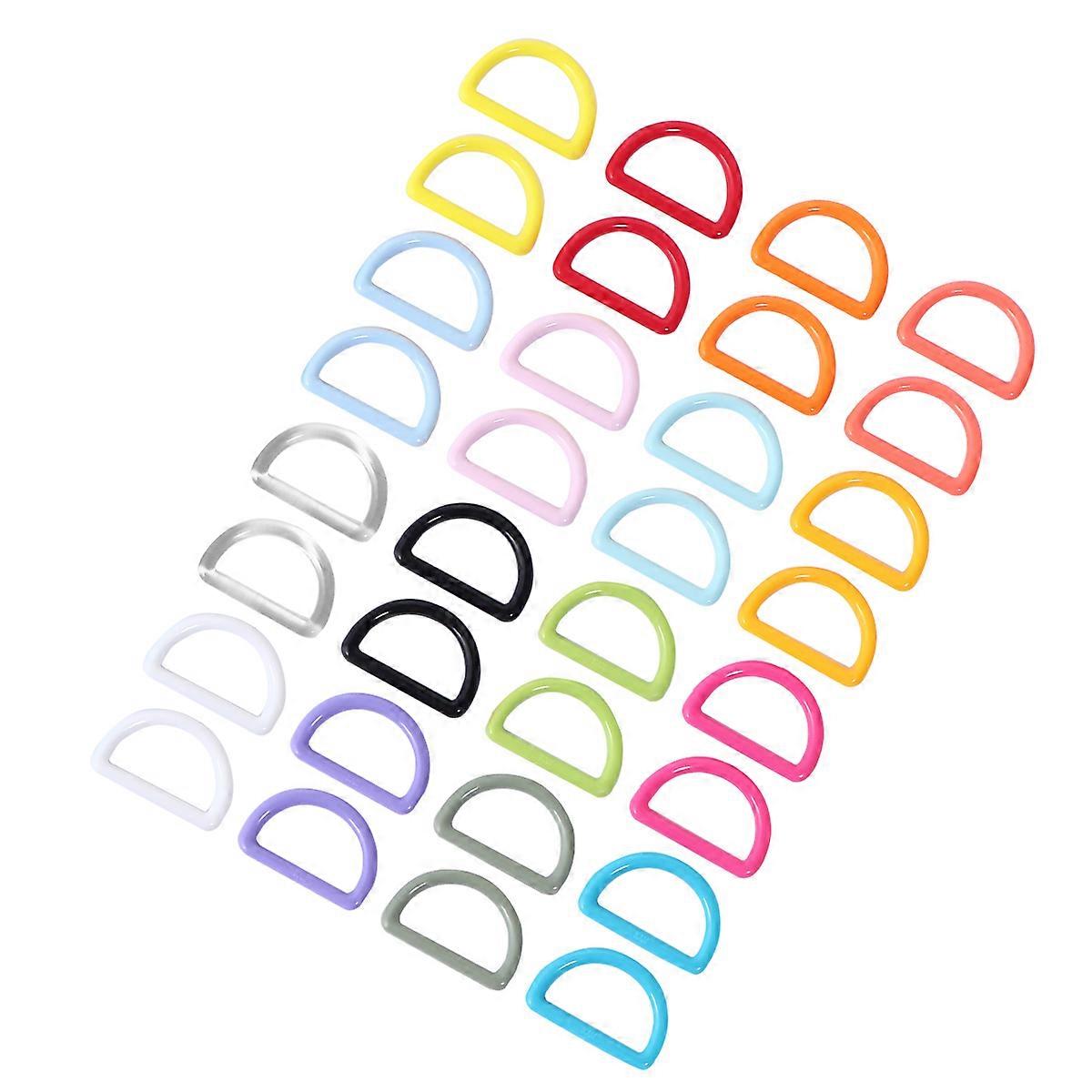32Pcs Plastic D Ring Multipurpose Plastic D Button Accessories (Mixed Color)