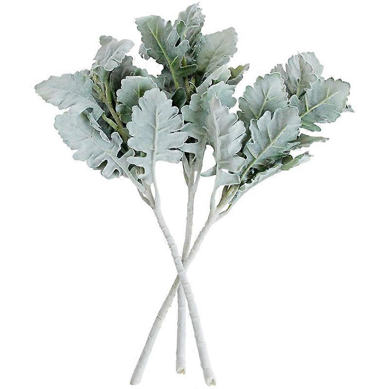 10 Pcs Artificial Flocked Lambs Ear Leaves Dusty Stems Flocked Oak Leaves 's Ear Leaf Wedding
