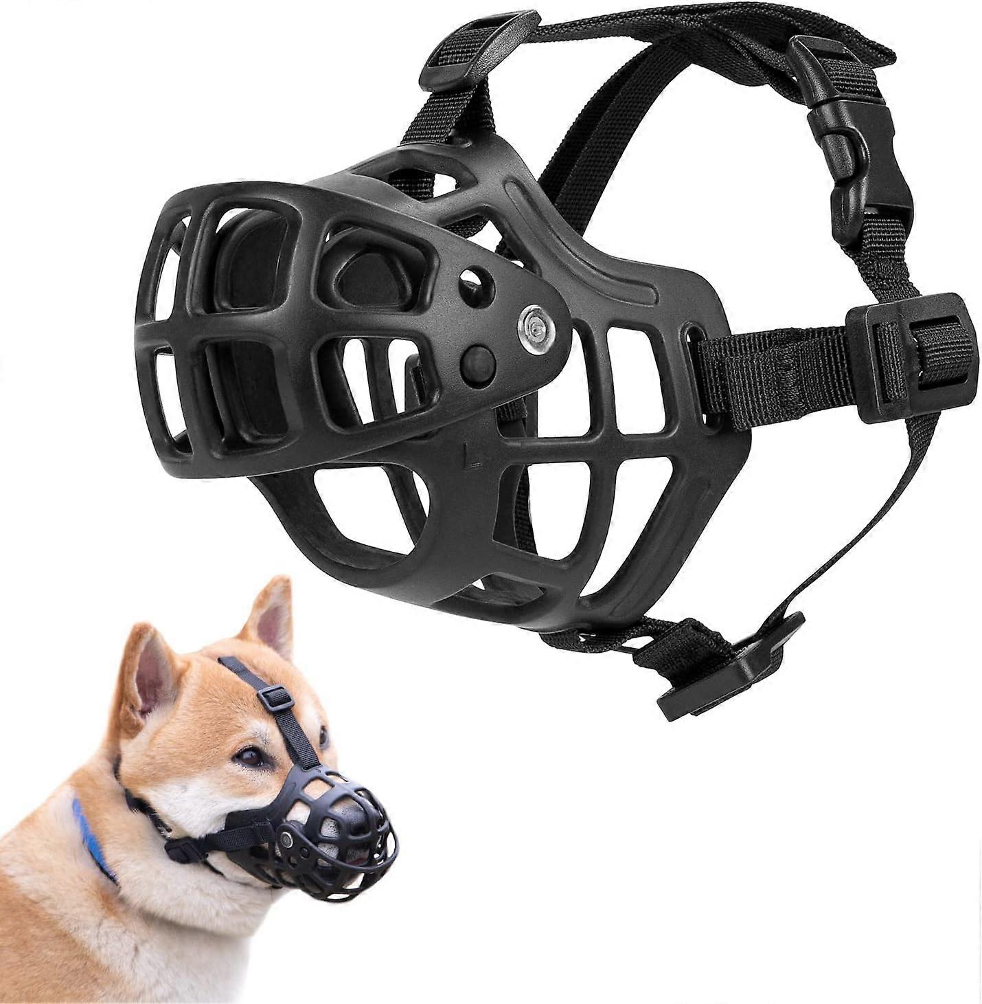 Muzzles for Dogs, Adjustable Silicone Dog Muzzles, Safe and Breathable, Prevent Barking, Chewing, Ingesting Dangerous Debris and Biting Strangers (Bla