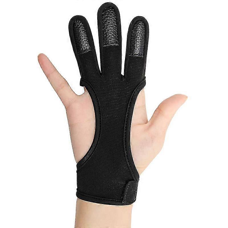 Bogenschießen Handschuhe Schießen Jagd Leder Drei Finger Protektor Pfeil und Bogen Finger Protektor Teen Erwachsene 1 Stück Schwarz