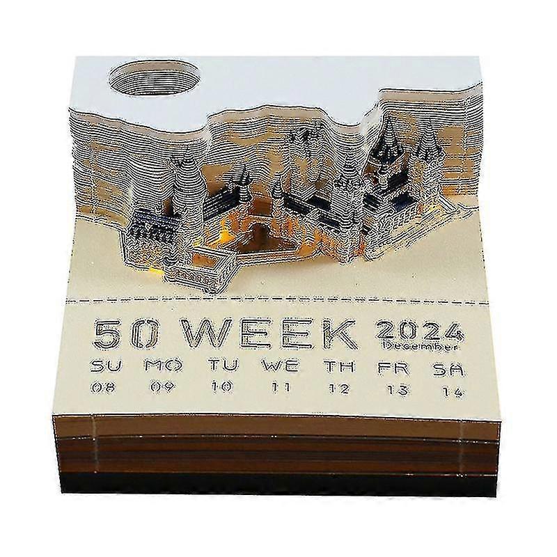 Desk Calendar With Led Lights 2024 Calendar Memo Pad Creative Desk Calendar Diy Notes Notepad 3d Art Calendar Paper Carving