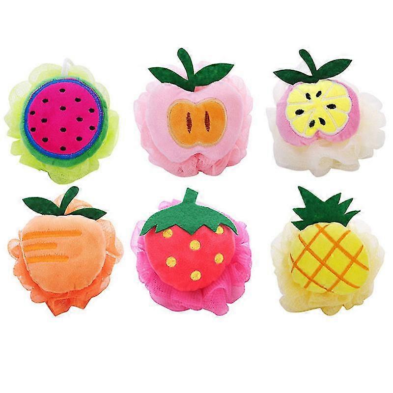 4pcs Colors Fruit Shaped Bath Ball Mesh Sponge Mesh Pouf Shower Ball (Random Pattern)