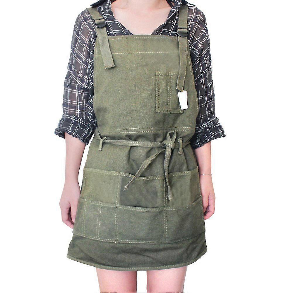 Apron with Pockets Painting Apron Painter Adjustable Neck Strap Waist Ties Waxed for Women Men Adu