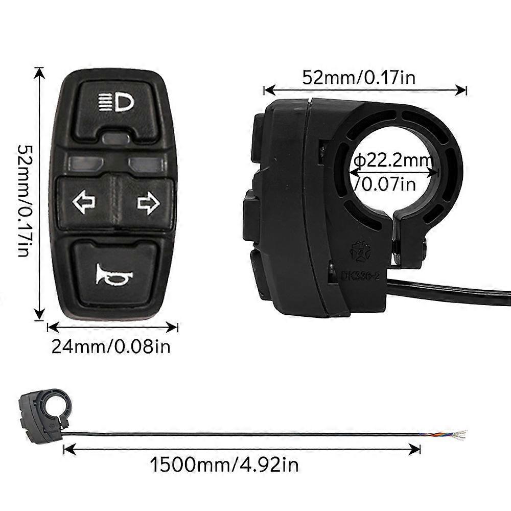 3 in 1 Electric Bike Scooter Switch Headlight Turn Signal Horn Switch ...