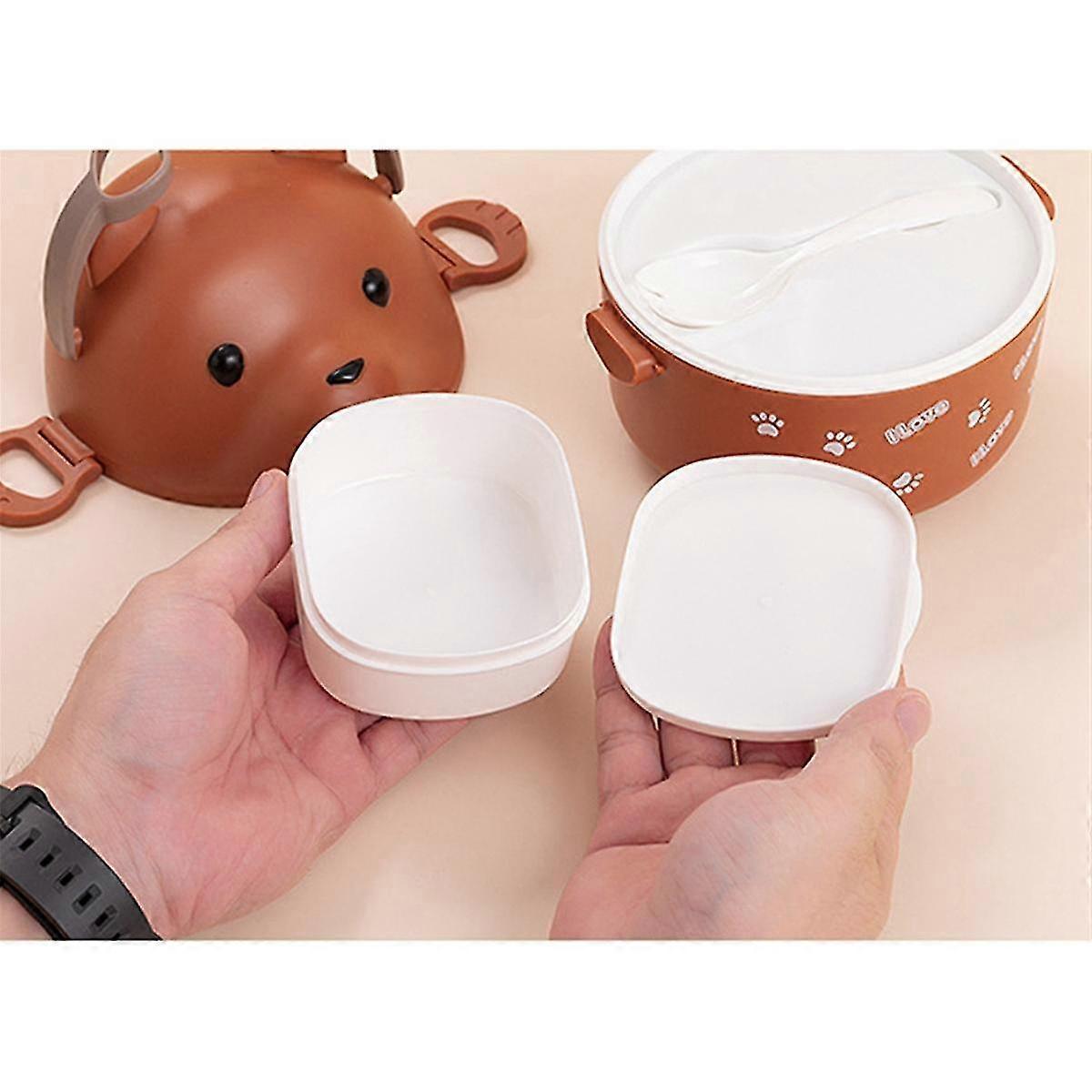 Stackable Bento Box Portable Leak Proof Bento Box Japanese Style Double-Layer Bento Box White