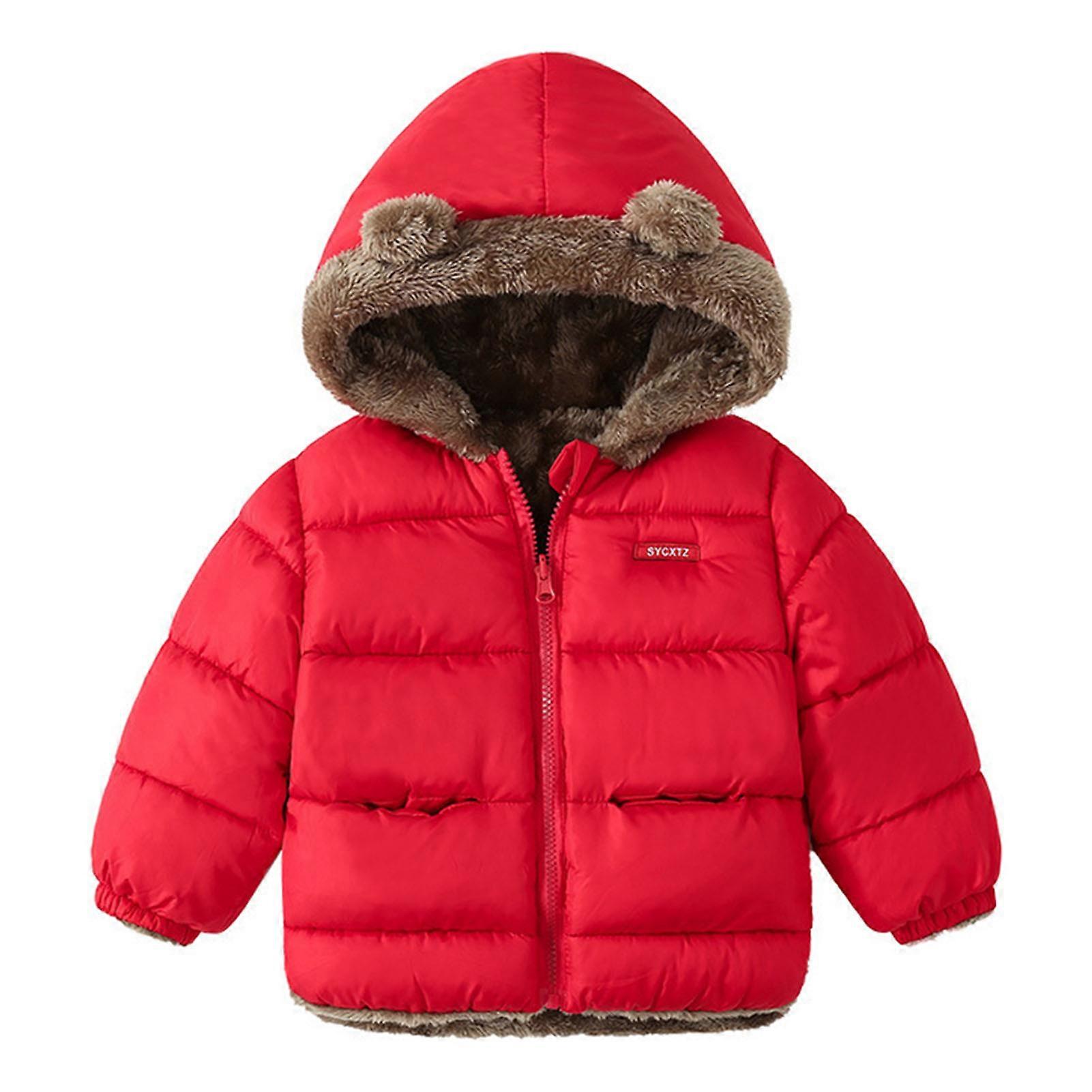 Cappotto invernale per bambini unisex Cappotti in cotone spesso foderati in pile con cappuccio per bambini 3-8 anni