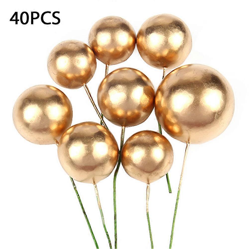 Cake Decoration Golden Balls Cupcake DIY Cake Insert Topper Mini Cupcake Toppers Foam Round Ball