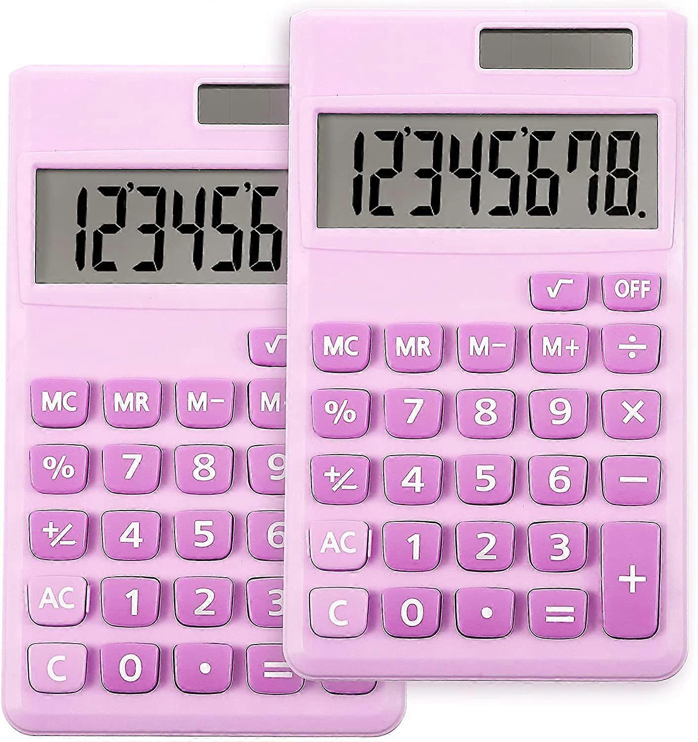 2 Pieces Basic Standard Calculators Mini Digital Desktop Calculator With 8-Digit Lcd Display