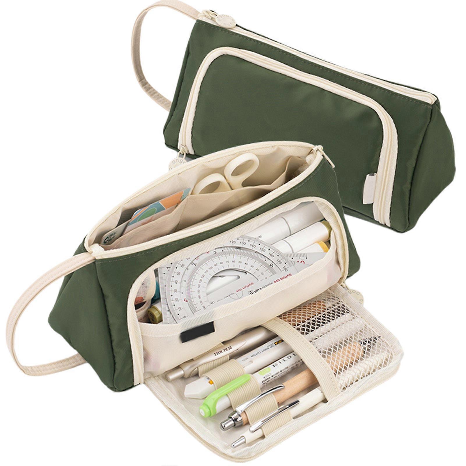Zippered Pencil Case with Multi Compartments for School Office Use